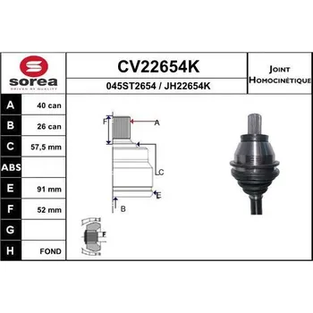 Autodíl Sada kloubů, hnací hřídel EAI CV22654K