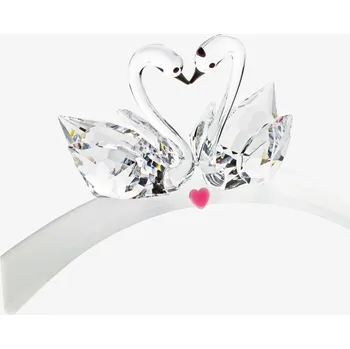 Preciosa Skleněná figurka Věrné labutě se srdcem z českého křišťálu Preciosa 1090 90