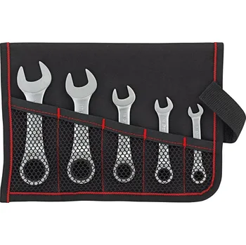 Klíč Sada ráčnových klíčů rov.čel.8-19mm extra kr. 5 ks v rolovací tašce format