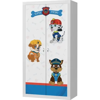 Dětská skříň Šatní skříň FILIP 2D s motivem TLAPKOVÁ PATROLA (Bílá)
