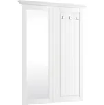 Massivo.cz Věšáková stěna Belluno Elegante, bílá, masiv, borovice se zrcadlem