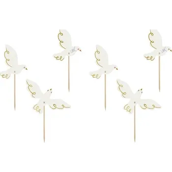 Svatební dekorace PartyDeco zápich na muffiny Holubičky