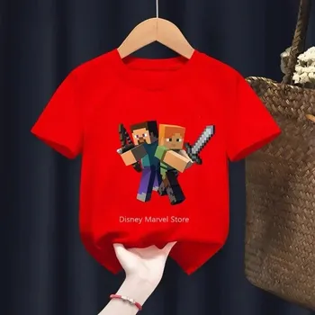 Minecraft TRIČKO s potiskem na motivy hry "Minecraft" Barva: Červená, Velikost: 120