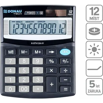 Set školních potřeb DONAU TECH kancelářská kalkulačka DONAU TECH 4124, 12místná, černá