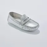Kožené mokasíny stříbrná 37