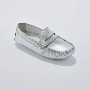 Dámské mokasíny Kožené mokasíny stříbrná 37