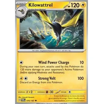 Volný čas Pokémon TWM 076/167 Kilowattrel - Twilight Masquerade Stav: Near Mint, Verze: NORMAL