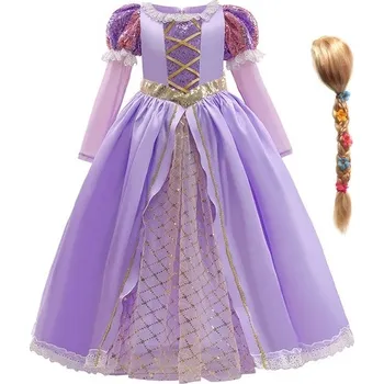 Karnevalový kostým Disney Šaty princezny Lociky z pohádky Na vlásku - fialové s růžovými rukávy Barva: Locika 2, Velikost: 4 roky