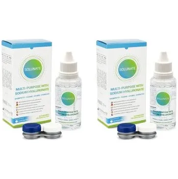 Kontaktní čočky Roztoky na kontaktní čočky Solunate Multi-Purpose 2 x 50 ml s pouzdry travel pack Solunate roztoky pro kontaktní čočky
