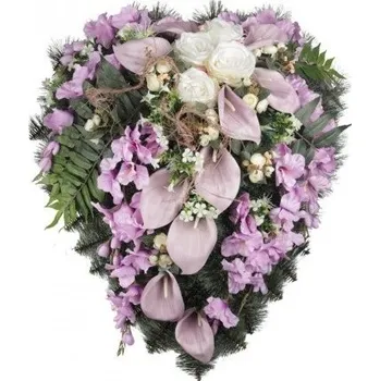 Věnec Věnec srdce borovicové 90 x 100 cm, bledě fialová * BLEDĚ FIALOVÁ