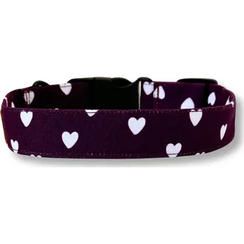 Obojek pro psa PafDog® Obojek pro psy LÁSKA - tmavě fialový se srdíčky Vyberte velikost: XS