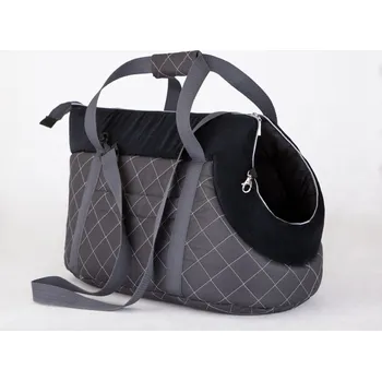 Taška pro psa a kočku DOGGY Taška pro psa cestovní - šedá s černou Velikost: R1 - d 36 x š 20 x v 22 cm