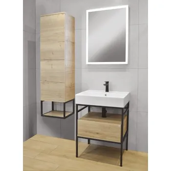 Koupelnový nábytek Tektit - kovová konstrukce černá matná včetně umyvadla 60 cm a zásuvky CP60Zxy