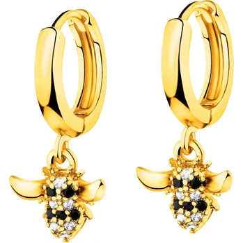 Náušnice Pozlacené náušnice z mosazi se zirkony - včely - AR536-5651