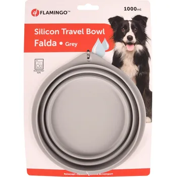 Miska pro psa Flamingo Cestovní miska silikonová šedá 1000 ml