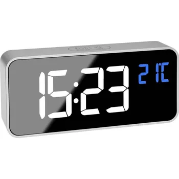 Budík TFA Dostmann 60.2032.54 Quartz budík stříbrná časů buzení 2 velký displej , extra hlasitý budicí tón