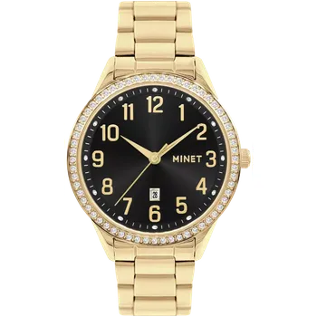 Hodinky MINET Náramkové zlato-černé dámské hodinky Avenue s čísly MWL5313 (POŠTOVNÉ ZDARMA!! )