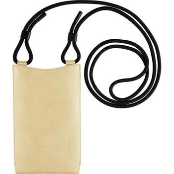 Pouzdro na mobilní telefon Fixed Taštička přes rameno s kapsou Verona s černou šňůrkou pro mobilní telefony do 7", světle žlutá