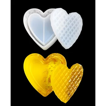 Forma na odlévání Silikonová forma – vzorovaná krabička s víčkem srdce