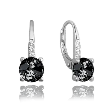 Náušnice 0288 MINET Elegantní stříbrné náušnice s černým zirkonem