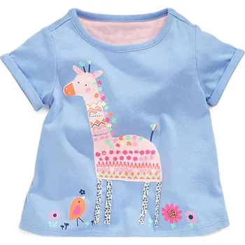 Dívčí tričko Dětské TRIČKO s dívčím potiskem (vel. 90-140) Barva: modrá žirafa, Velikost: 6-7 let (130)