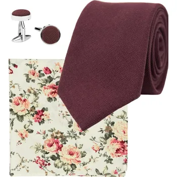 Kravata Bubibubi Kravatová sada Burgundy