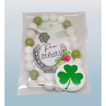 Náramek Dárkově balený náramek se čtyřlístkem pro štěstí (s dárkovou kartičkou)