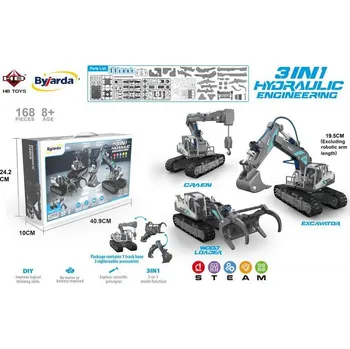 ostatní stavebnice Ramiz Sestavitelná sada stavebních vozidel 3 v 1 pro děti 8+ Hydraulický pohon + stavební díly 168 el.