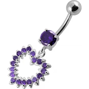 Piercing Šperky4U Stříbrný piercing do pupíku - srdce - BP01004-A