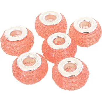 Dětské navlékací korálky Plastové broušené korálky s velkým průvlekem 9x14 mm 200625 - 3 růžová střední