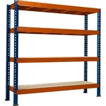 Nekonečný průmyslový regál Trestles RNC 2000x1800x600, nosnost 3200 kg, 4 police Barva: oranžovo-modrá