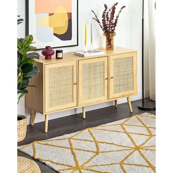 Koberec Koberec Bílá a Žlutá Bavlna 160 x 230 cm Geometrický vzor Obdélníkový ručně tkaný moderní design Beliani