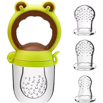 Kousátko na ovoce a učení se jíst, dudlík BLW + sada S, M, L - zelenohnědá barva