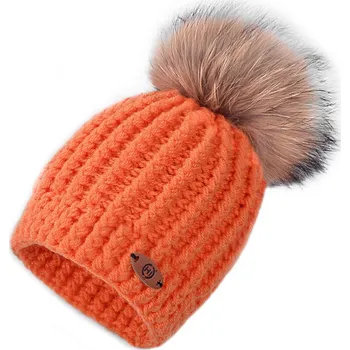 Čepice ORANŽOVÝ KULICH natural bambule HICHIC