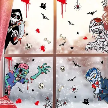 Party dekorace Halloweenské samolepky na okno - 4 listy