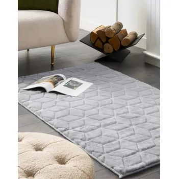 Koberec Koberec z umělé zaječí kožešiny šedý 80 x 150 cm umělá polyesterová kožešina měkký huňatý s vysokým vlasem	 Beliani