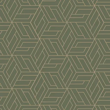 Tapeta Zeleno-zlatá geometrická vliesová tapeta na zeď, A67303, Vavex 2026