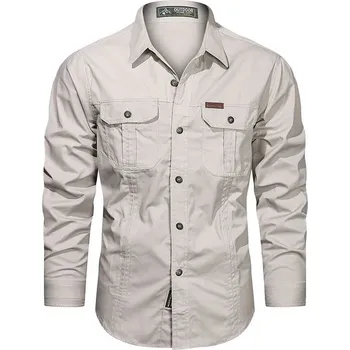 Pánská casual košile s kapsami Barva: Béžová, Velikost: XL