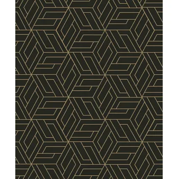 Tapeta Černo-zlatá geometrická vliesová tapeta na zeď, A67302, Vavex 2026