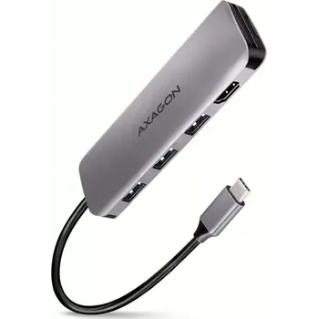 AXAGON HMC-HCR3A, USB 3.2 Gen 1 hub, porty 3x USB-A, HDMI 4k/30Hz, SD/microSD, kabel USB-C 20cm