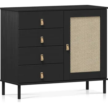 Příborník do zásuvky Černý menší příborník masiv borovice a ratan Sibony