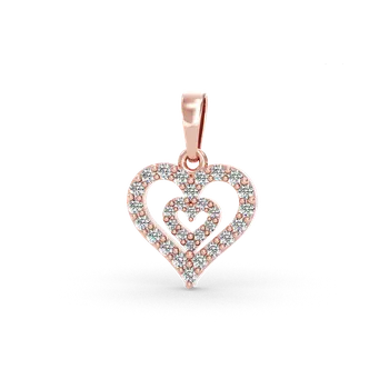 Přívěsek SOLUNA Jiskřivý zlatý přívěsek ROMANTICO se zirkony ve tvaru srdce z růžového zlata