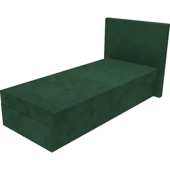 Postel Čalouněná postel Poppy s čelem s vtahy, lamelovým roštem a úložným prostorem - Tmavě zelená, 80 x 200 cm, +5 cm úložný prostor, Molitanová 13 cm