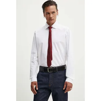 Pánská košile Bavlněná košile HUGO Valerio bílá barva, regular, s klasickým límcem, 50519812 00X, vel. 39