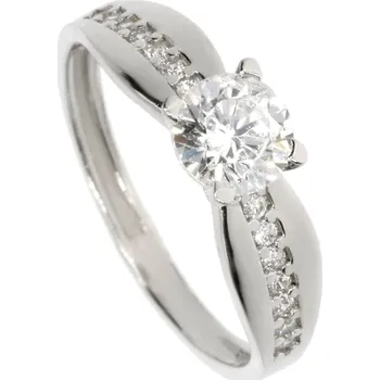 Prsten Zlatnictví Helios Bílé zlato se zirkony zásnubní prsten