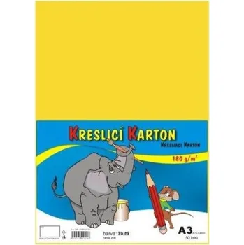 Karton Karton kreslicí A3, 180 g, žlutý, 50 ks