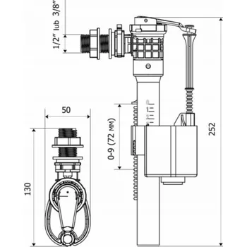 Ventil KK-Pol ZN3/118/0/T PLOVÁKOVÝ VENTIL 3/8 ZN3 POM PLASTOVÁ ZARÁŽKA // Z.PL.T.PB-3/8-ZN3-POM