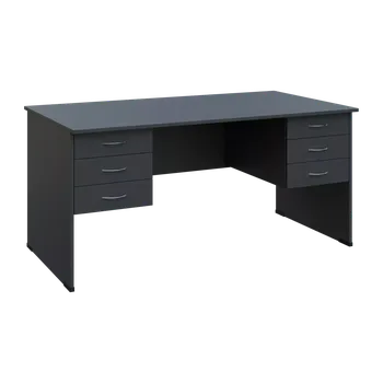 Dílenský stůl BPL 28 - 16Z23 stůl pracovní, 6-zásuvkový, dřevěná podnož, deska 25 mm, široký 1600 mm, antracit