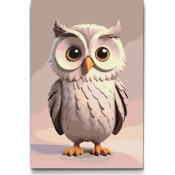 Malování podle čísel - Sovička pro děti Velikost: 20x30cm, Rámování: Pouze srolované plátno