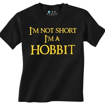 Chlapecké tričko Dětské tričko Dětské tričko Já nejsem malý, já jsem hobit &quot;I am not short I am Hobbit&quot; (Od 3 do 13 let) (Velikost: 5-6, Barva: Černá)